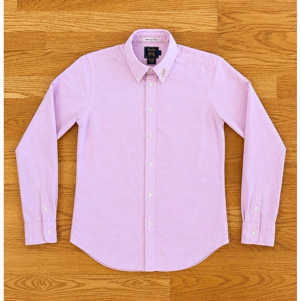 Rugby Ralph Lauren University Oxford Shirt Pink Skull Crossbones Womens S Rare